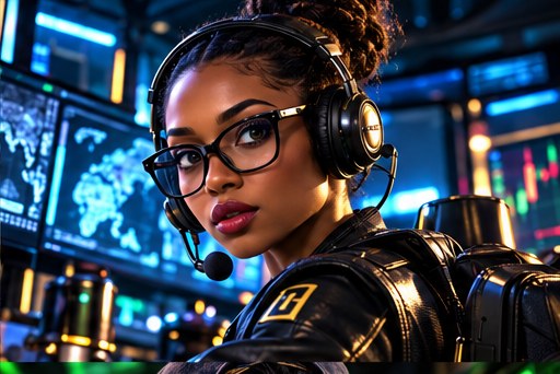 Illustrated Launch Patrol trader with headset at a signal desk